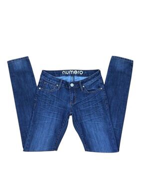 NUMERO jeans low rise skinny blue denim size 25 medium rise waist